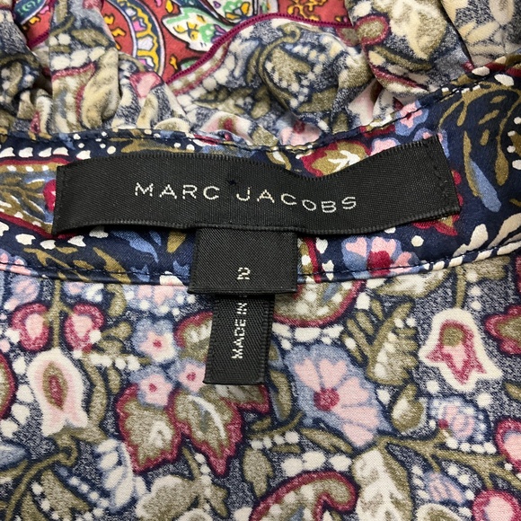 MARC JACOBS OLIVE MULTI PRINTED SILK DRESS - Picture 4 of 5